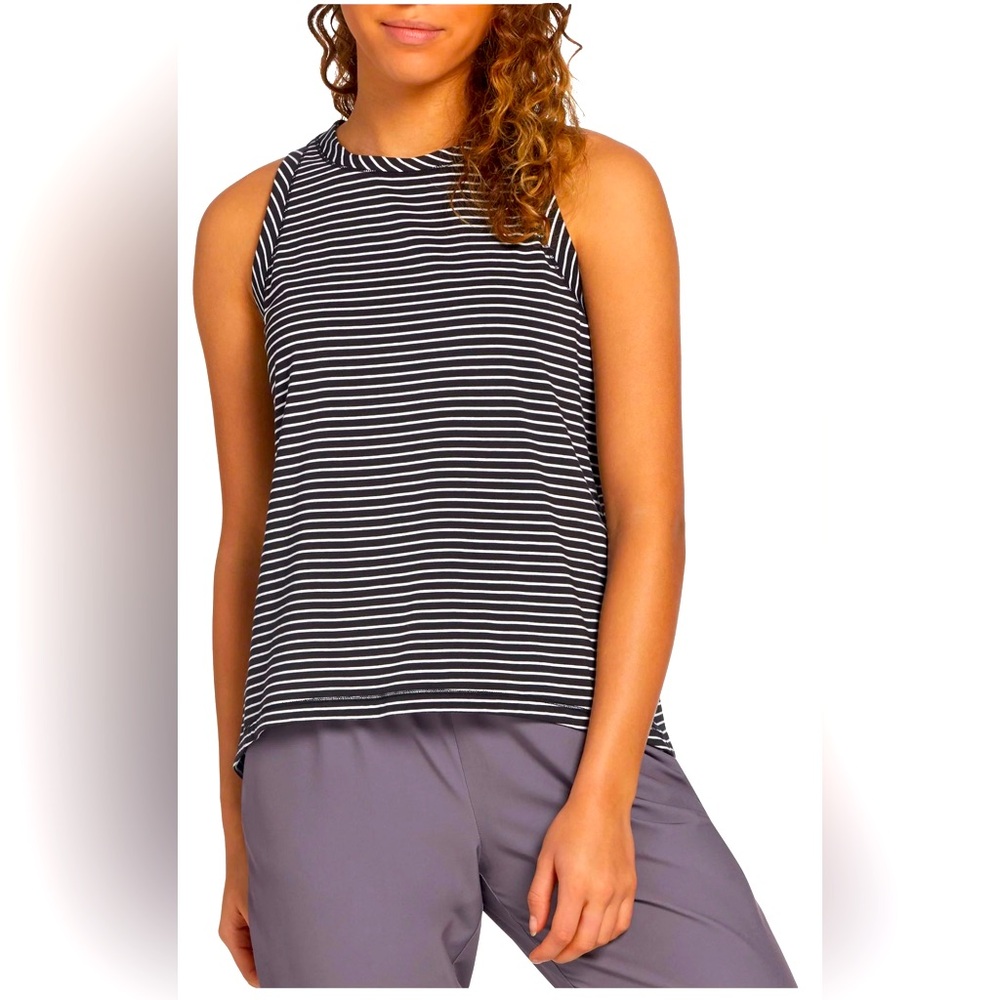 CALIA by Carrie Underwood Black and White Striped Tank Top